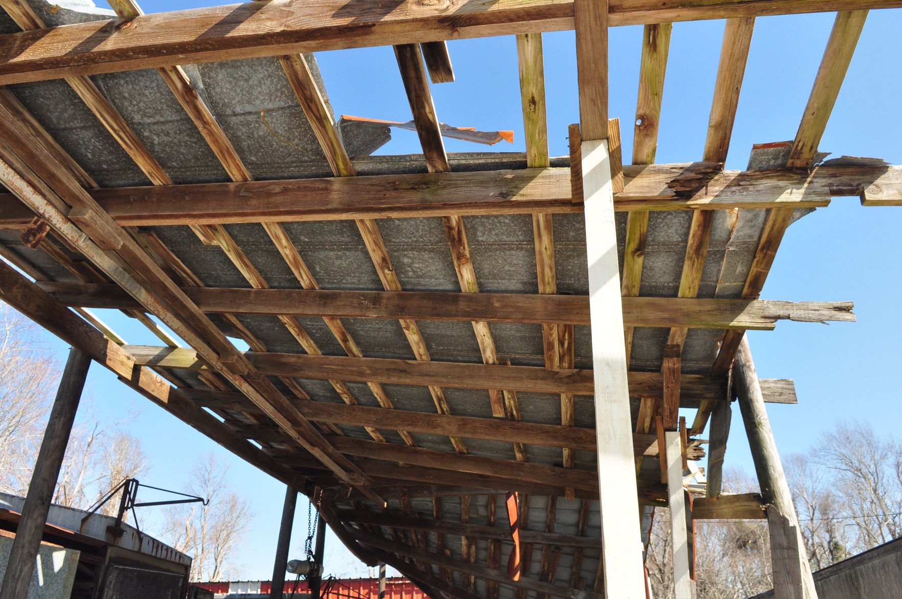 Shed roof destroyed